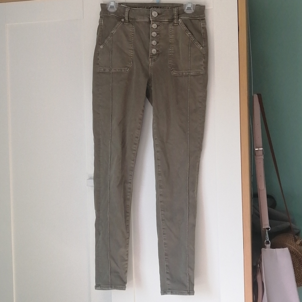 Army green stretchy jeggings